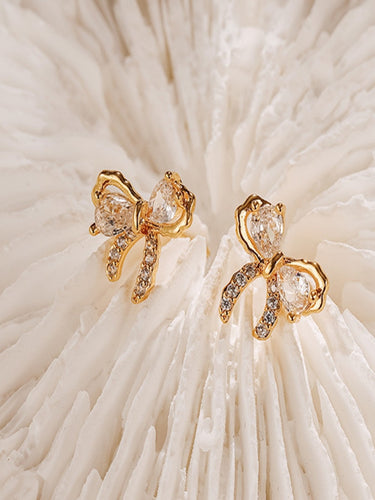 Zircon Bow Studs | 18K Plated