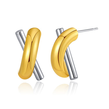 Wendy Two Toned Twisted Studs | 18K Plated