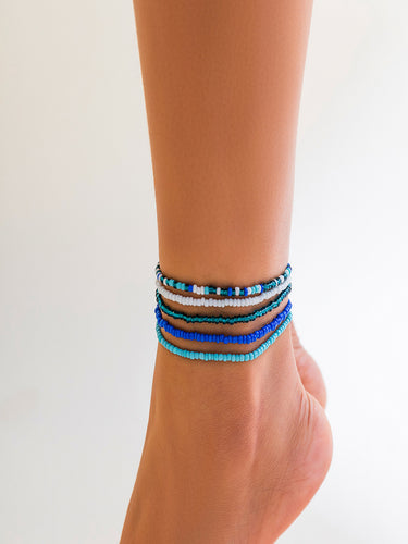 Ocean Bliss Beaded Anklets (Set of 5)