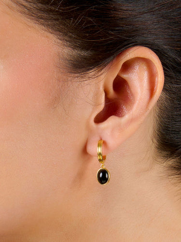 Noir Black Drop Earrings | 18K Plated