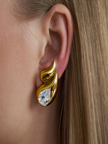 Doubled Elegance Teardrop Studs | 18K Plated