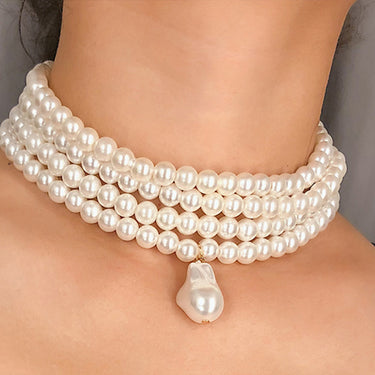 Layered Pearl Choker Necklace