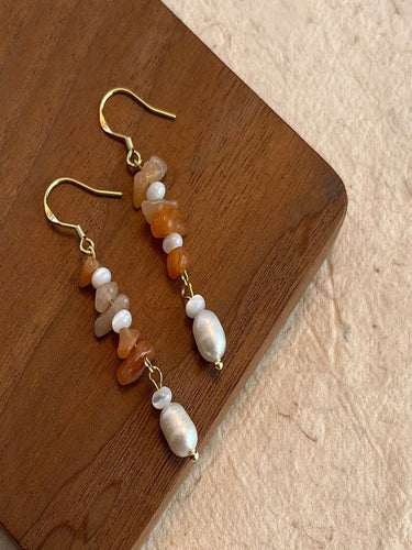 Autumn Glow Natural Stone Drops | Gold Plated