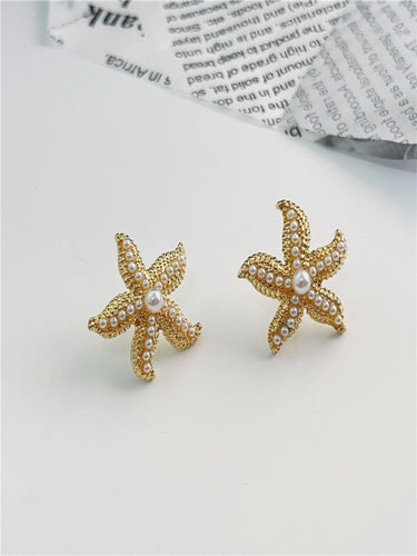 Starry Seashell Studs |14K Plated