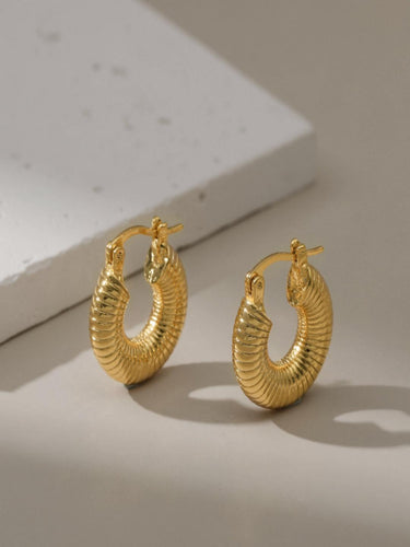 Cori Ribbed Mini Hoops | 18K Plated