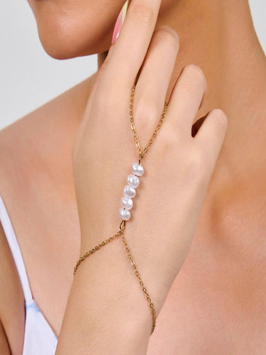 PearlMist Oval Ring Bracelet | Gold Plated