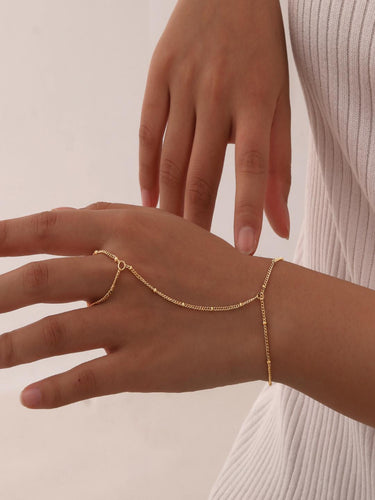Dotted Chain Ring Bracelet | Gold Plated