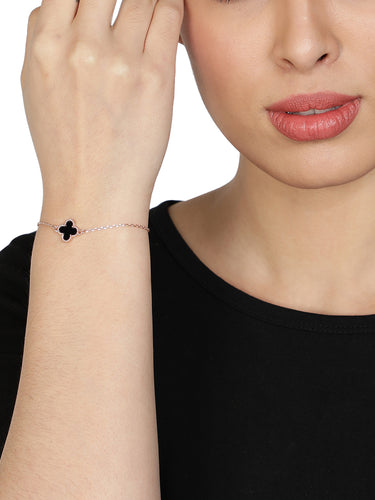 Grace Black Clover Charm Bracelet
