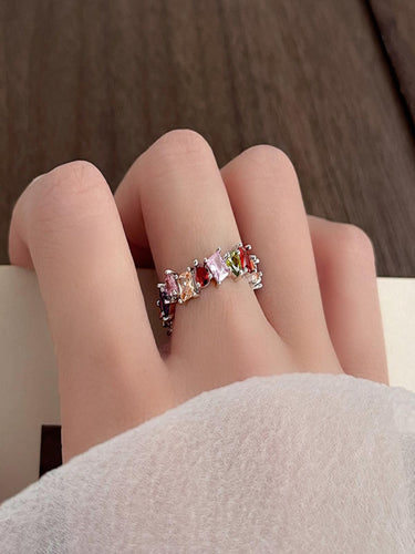 Aurora Geometric Adjustable Ring |Silver Plated