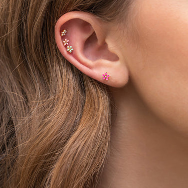 Spring Floral Enamel Studs | 18K Plated