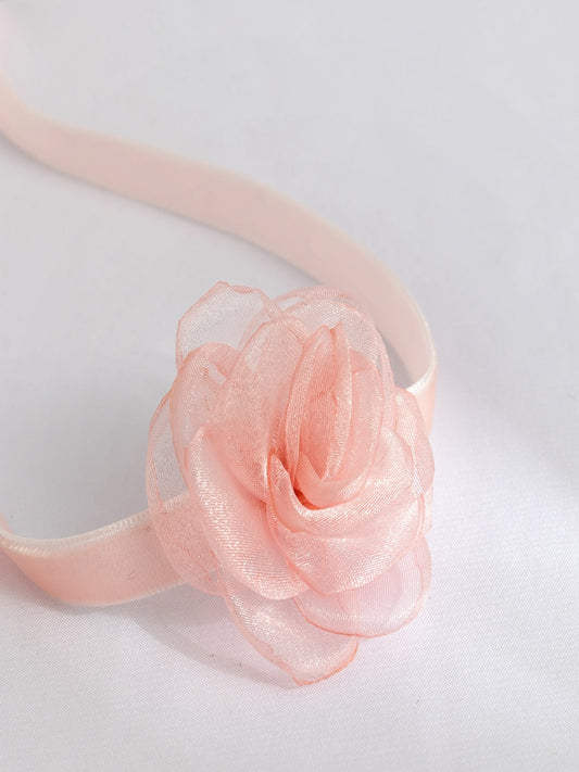 Pink Mesh Floral Choker Necklace