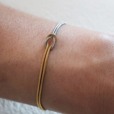 Mens Set of 2 - Two Tone Together Forever Infinity Knot Bracelet | 18K Plated