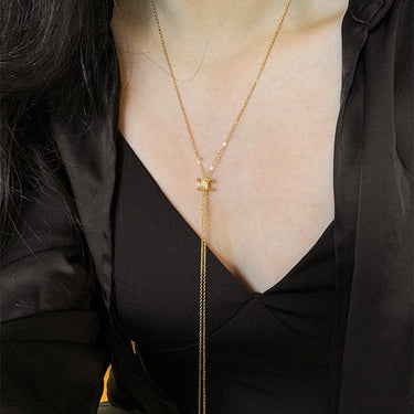 Double Crescent Lariat Necklace