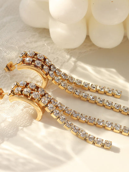 Amanda Cubic Zirconia Dangle Earrings | 18K Plated