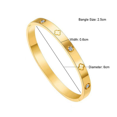 Clover Zircon Bangle | 18K Plated
