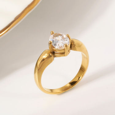 Solid Oval Zircon Ring | 18K Plated