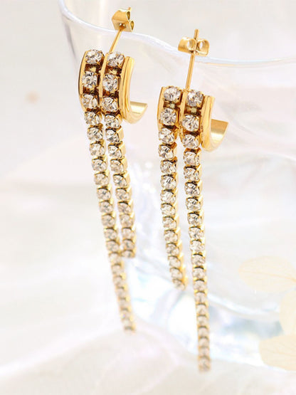Amanda Cubic Zirconia Dangle Earrings | 18K Plated
