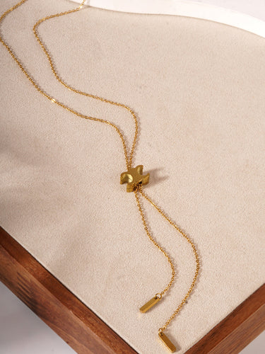 Double Crescent Lariat Necklace | 18K Plated