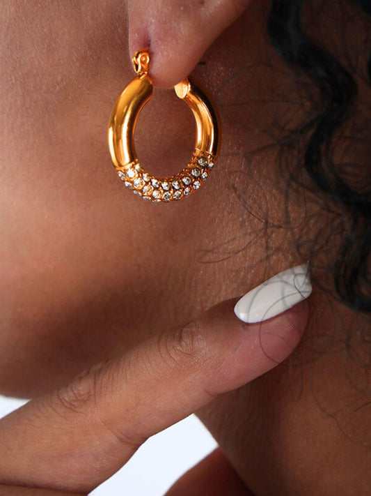 Leah Zircon Hoop Earrings | 18K Plated