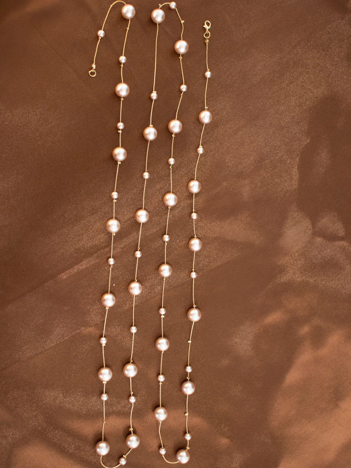 Iva Layered Long Pink Pearl Necklace