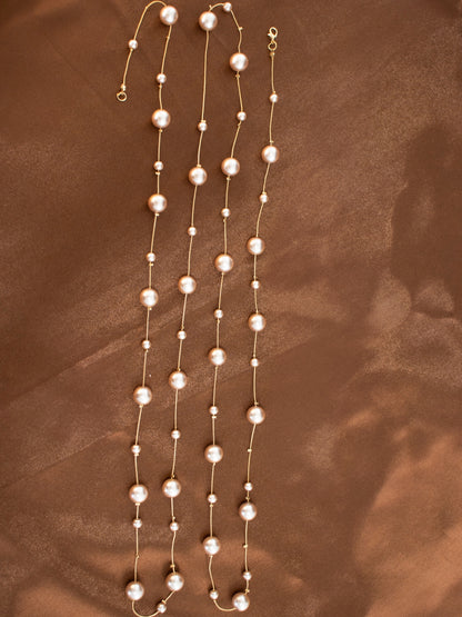 Iva Layered Long Pink Pearl Necklace