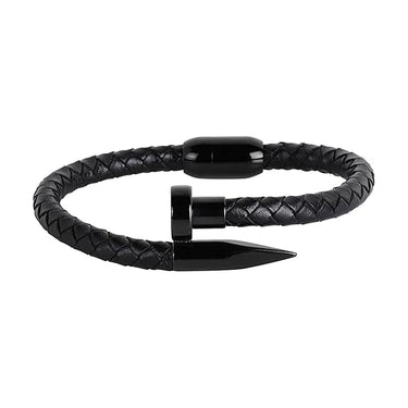Mens NailStrike Leather Band Bracelet