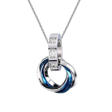 Mens Tri Circle Blue Ring Pendant