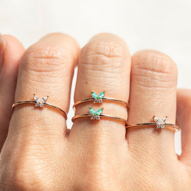 Ete Butterfly Midi Stack of Rings | 18K Plated (Pack of 4)