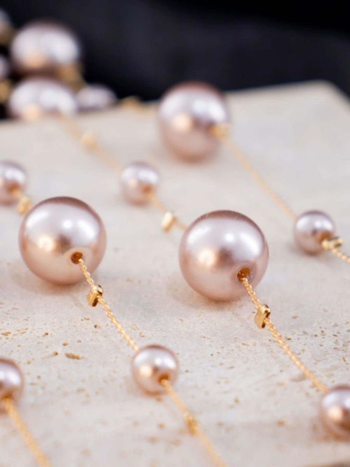 Iva Layered Long Pink Pearl Necklace