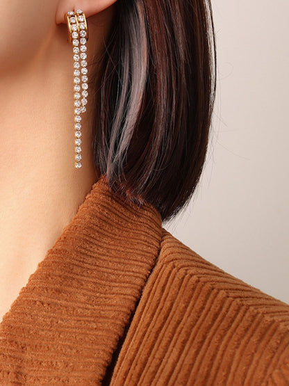 Amanda Cubic Zirconia Dangle Earrings | 18K Plated