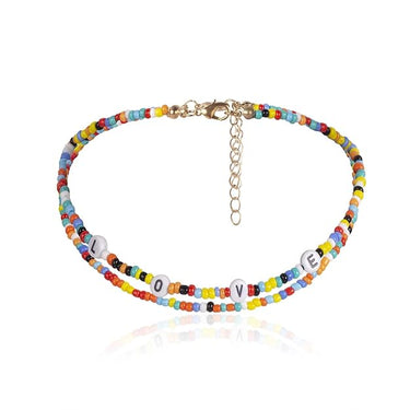 Rainbow Love 2 Layer Beaded Choker Necklace