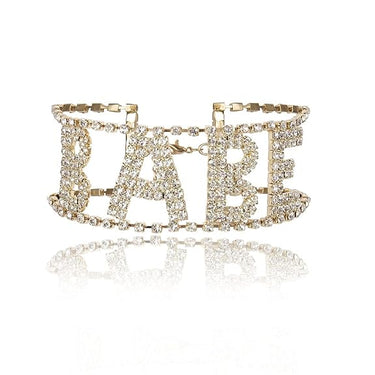 Babe Wide Collar Choker Necklace with Rhinestones