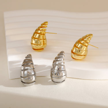 Spiral Teardrop Earrings | 18K Plated