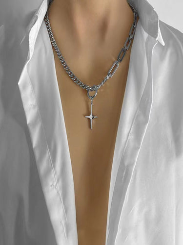 Mens Cross Pendant Cuban Chain