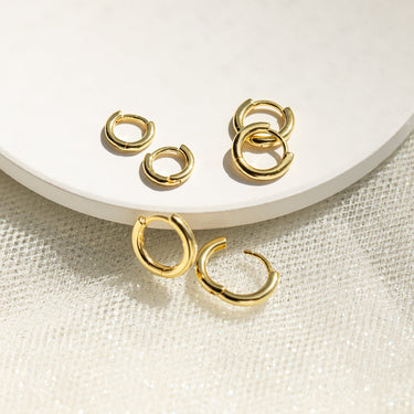 Minimalist Gold Hoops Earring Set | 18K Plated