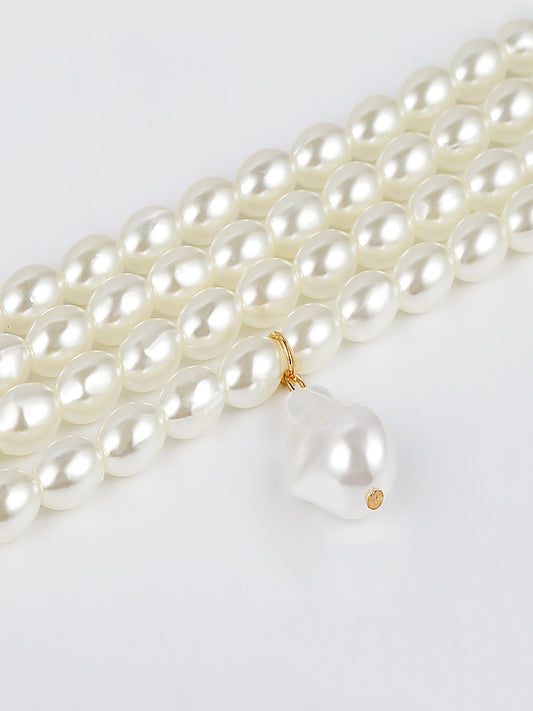 Regal Pearl 4 Layered Bar Choker Necklace