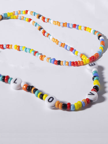 Rainbow Love 2 Layer Beaded Choker Necklace