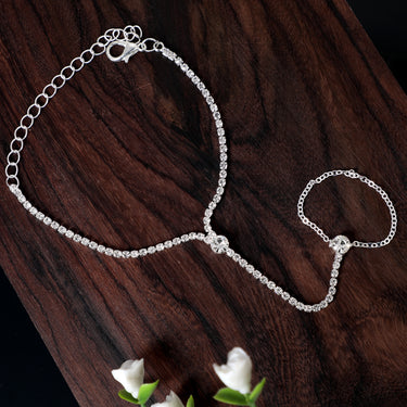 Glam Chain Ring Bracelet with Crystals