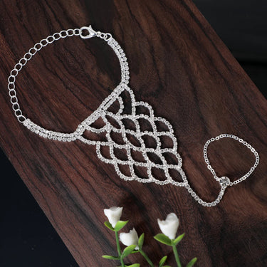 Glam Chain Ring Bracelet with Crystals