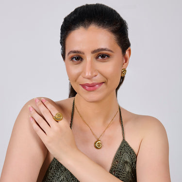 Snail Shell Pendant and Studs Set | 18K Plated