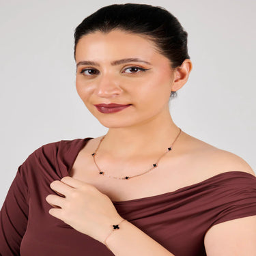 Grace Black Clover Charm Necklace