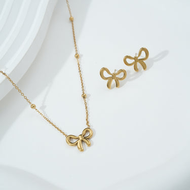 Darling Bow Pendant and Studs | 18K Plated