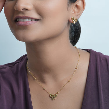 Darling Bow Pendant and Studs | 18K Plated