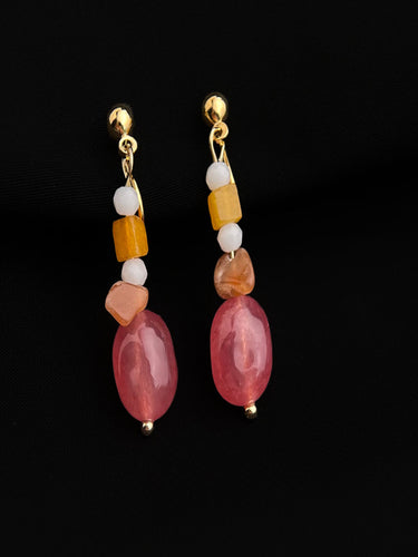 Sunset Ember Natural Stone Drops | Gold Plated