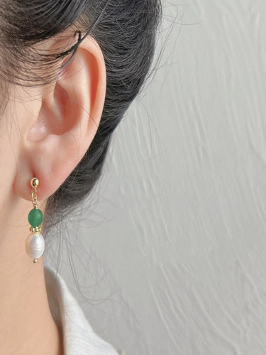 Mint Pearl Bloom Drops | Gold Plated