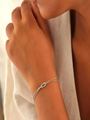 Set of 2 - Two Tone Together Forever Infinity Knot Bracelet | 18K Plated
