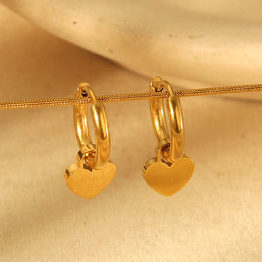 Glam Heart Drop Huggies | 18K Plated