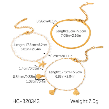 Starfish, Shell and Pearl Bracelet size