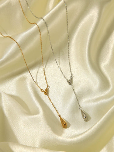 Aureum Teardrop Lariat Necklace | 18K Plated