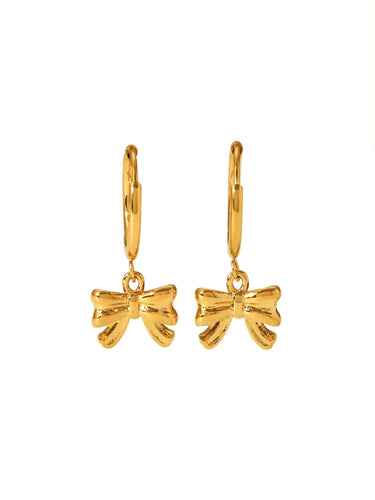 Bow Drop Huggies | 18K Plated